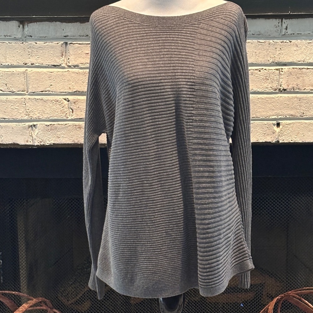 EILEEN FISHER Gray Ribbed Long Sleeve Sweater Size XS
